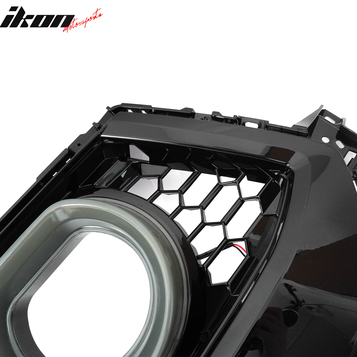 Fits 24-26 Ford Mustang Front Upper LED Grille Gloss Black ABS Assembly V1 Style