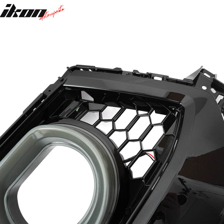 Fits 24-26 Ford Mustang Front Upper LED Grille Gloss Black ABS Assembly V1 Style