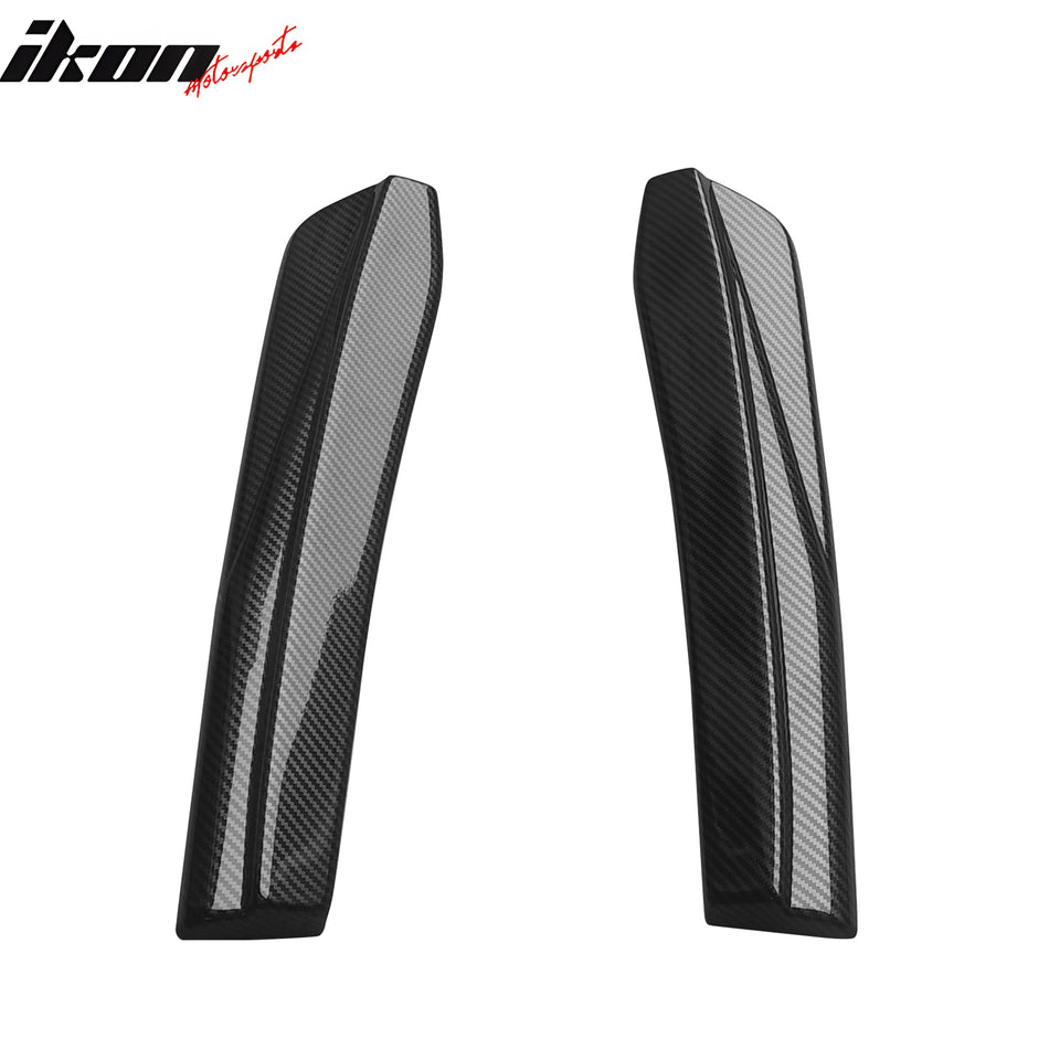 IKON MOTORSPORTS Rear Aprons, Compatible with 2024-2026 Ford Mustang Dark Horse, IKON Style Carbon Fiber Print ABS Plastic Rear Bumper Lip Splitter Protector Side Spat Valance 2PCS