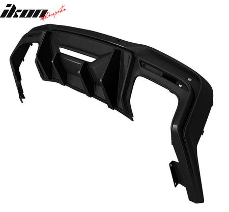 Fits 24-26 Mustang 7th Gen S650 Rock Style PP Rear Bumper Diffuser Gloss Black