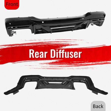 Fits 24-26 Mustang Dark Horse Rear Bumper Diffuser OE Style Gloss Black Spoiler