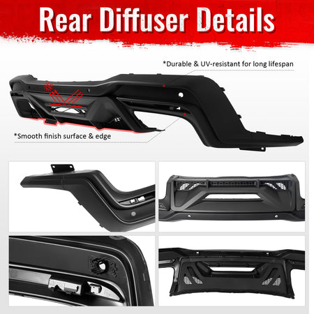 Fits 24-26 Mustang Dark Horse Rear Bumper Diffuser OE Style Matte Black Spoiler