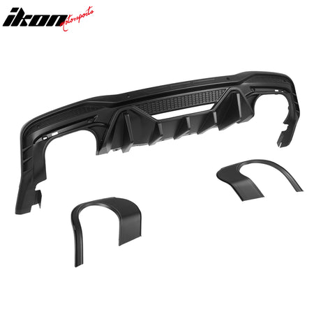 Fits 24-26 Ford Mustang V6/GT Rear Bumper Diffuser Speed Style Matte Black Lip