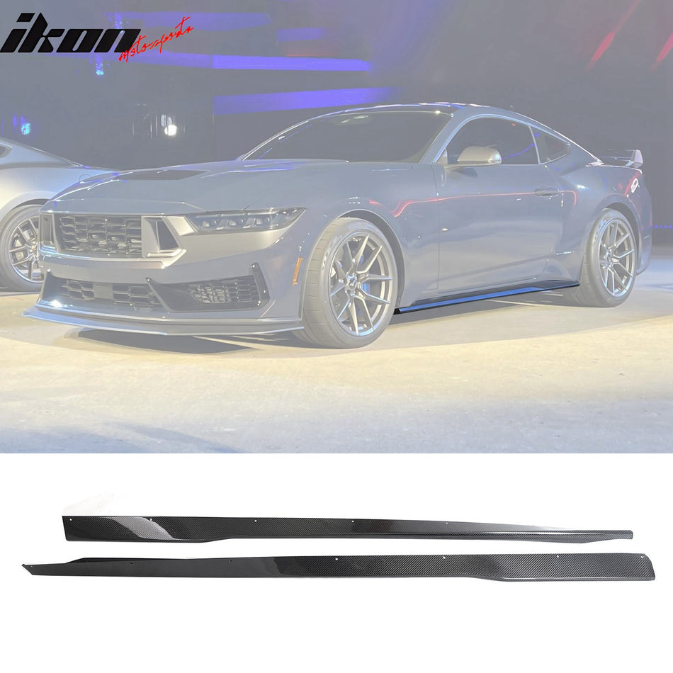 2024-2026 Ford Mustang OE Style 2PCS Side Skirts Panel Carbon Fiber CF