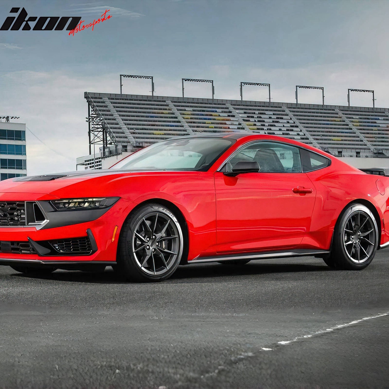 For 24-26 Ford Mustang OE Style Side Skirts Diffuser Panel Carbon Fiber Overlay