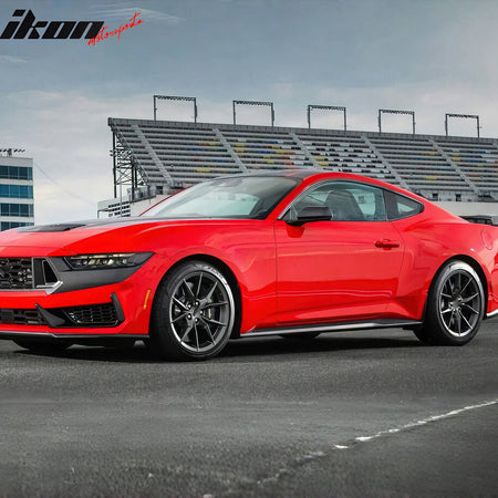 For 24-26 Ford Mustang OE Style Side Skirts Diffuser Panel Carbon Fiber Overlay