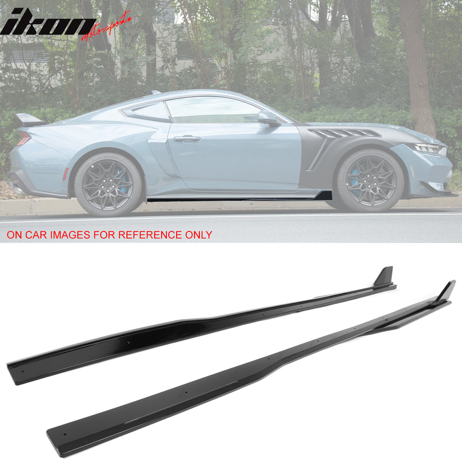 2024-2026 Ford Mustang Side Skirt GT500 Style Rocker Panel Gloss Black