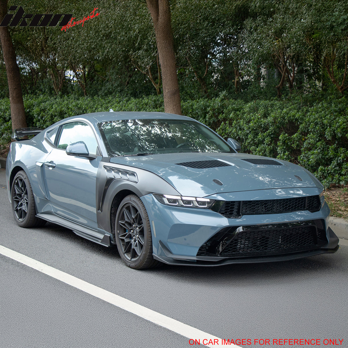 For 24-26 Ford Mustang Side Skirts GT500 Style Rocker Panel Gloss Black Splitter