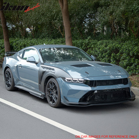 For 24-26 Ford Mustang Side Skirts GT500 Style Rocker Panel Gloss Black Splitter