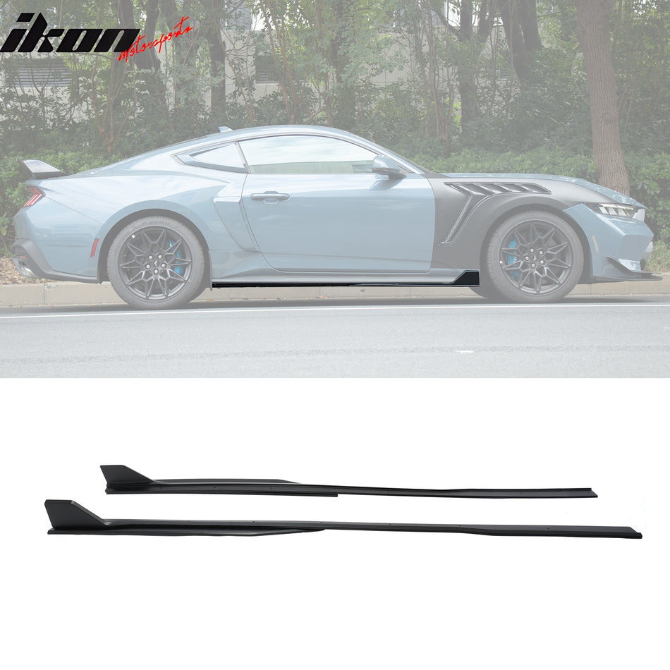 2024-2026 Ford Mustang Side Skirt GT500 Style Rocker Panel Matte Black