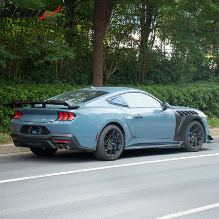 For 24-26 Ford Mustang Side Skirts GT500 Style Rocker Panel Matte Black Splitter