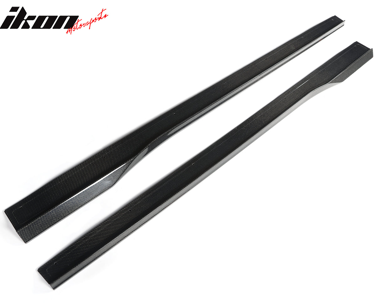 Fits 24-26 Ford Mustang R Style Carbon Fiber Side Skirts Extension Splitters CF
