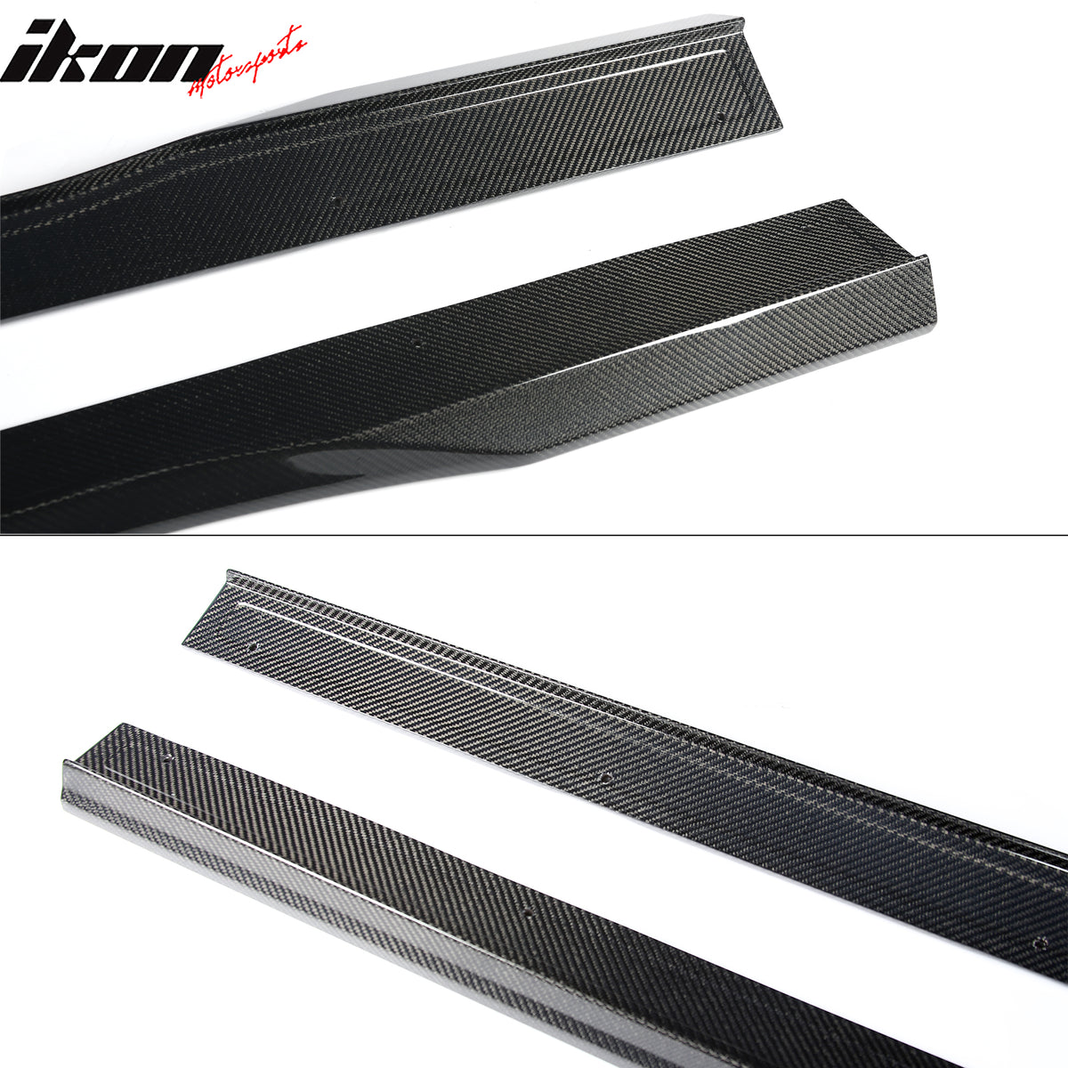Fits 24-26 Ford Mustang R Style Carbon Fiber Side Skirts Extension Splitters CF