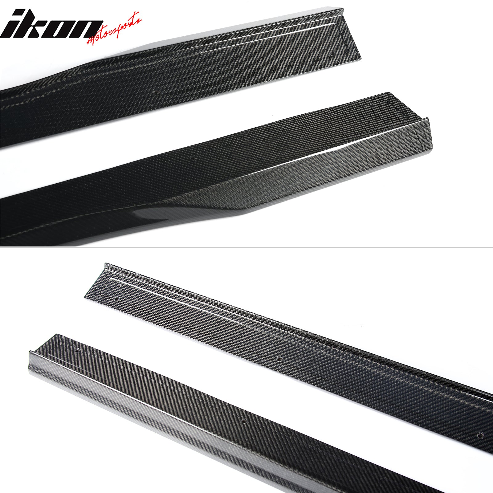Fits 24-26 Ford Mustang R Style Carbon Fiber Side Skirts Extension Splitters CF