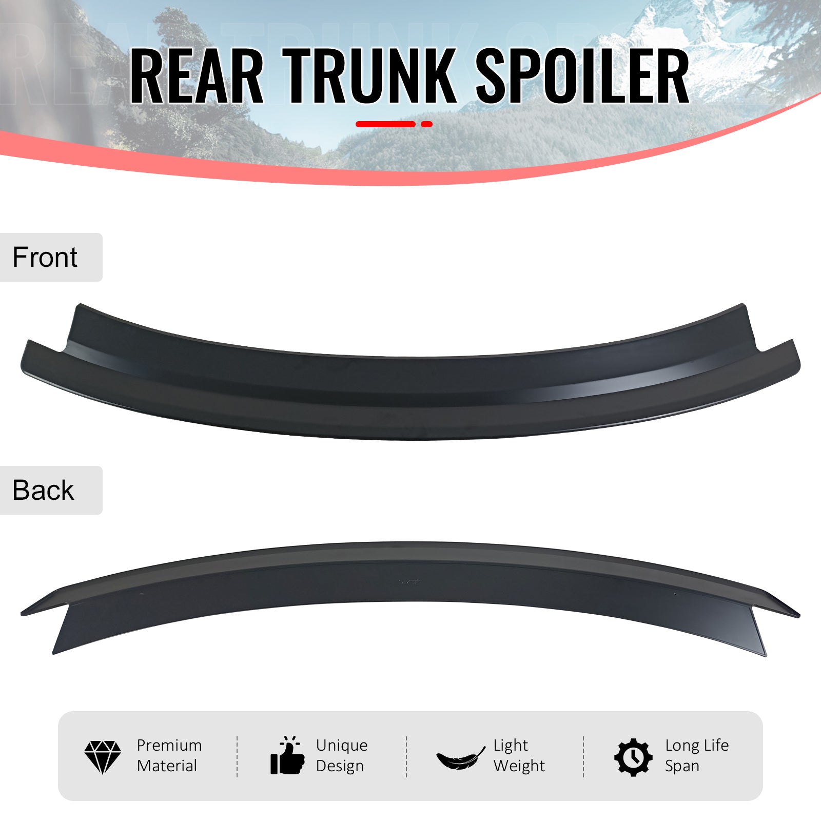 Fits 24-26 Ford Mustang S650 7th Gen R Style Rear Trunk Spoiler Lip Primer Black
