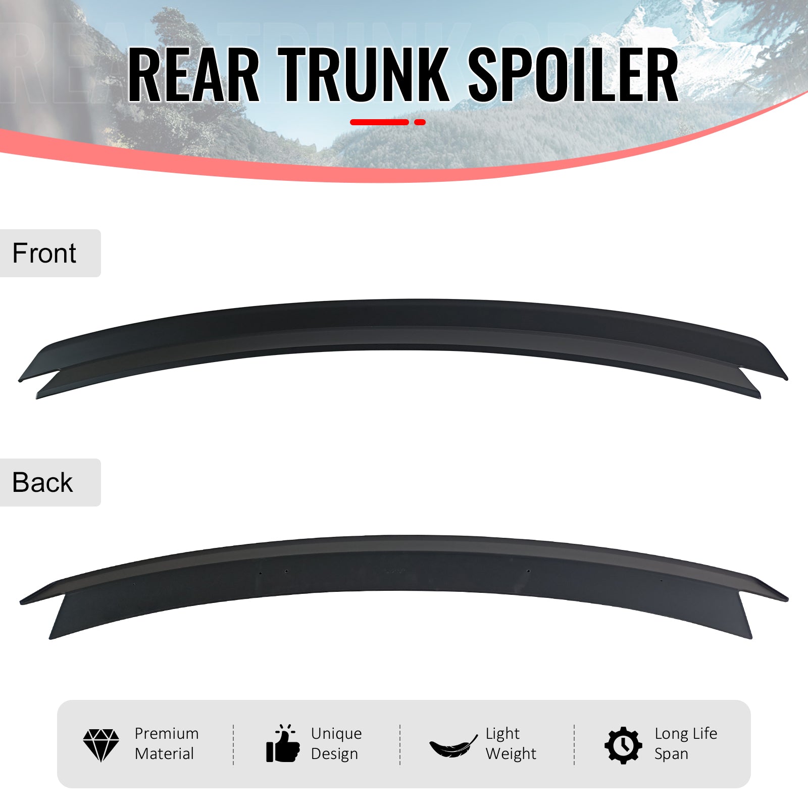 Fits 24-26 Ford Mustang S650 7th Gen R Style Rear Trunk Spoiler Wing Matte Black