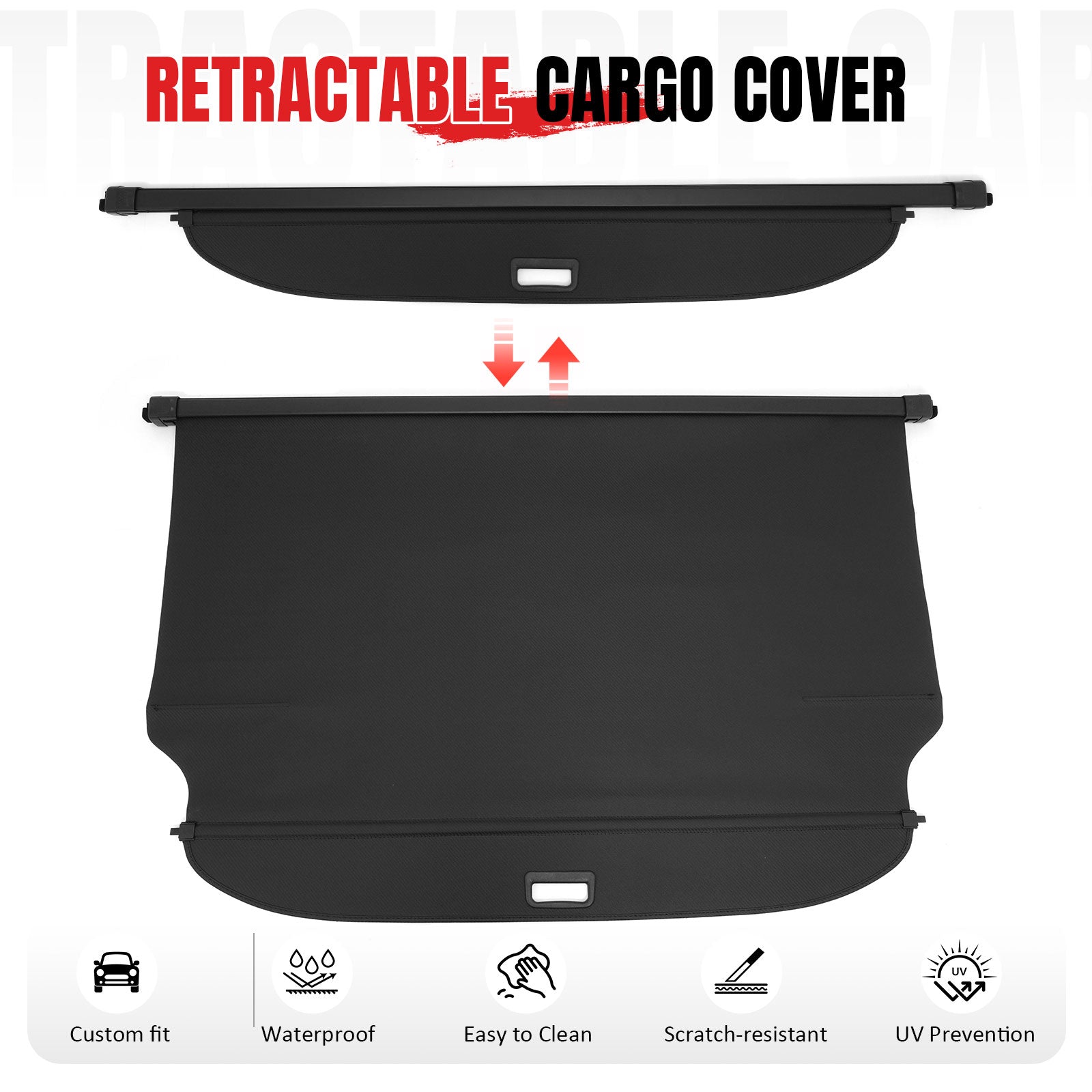Fits 24-26 GMC Hummer EV SUV Retractable Rear Cargo Cover Carbon Fiber Texture