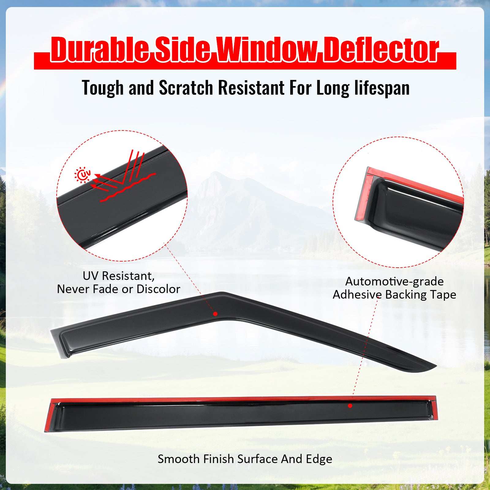Fits 24-26 Hyundai Santa Fe Window Visors Vent Rain Sun Guard Deflectors Tape-On