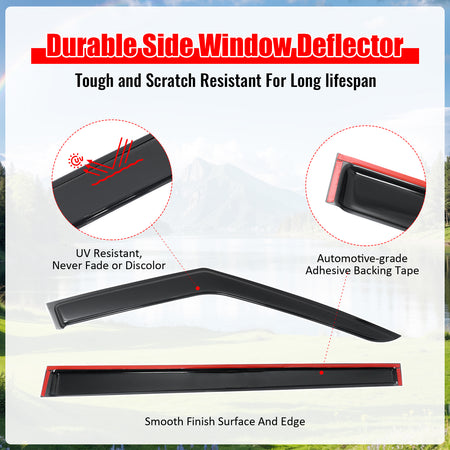 Fits 24-26 Hyundai Santa Fe Window Visors Vent Rain Sun Guard Deflectors Tape-On