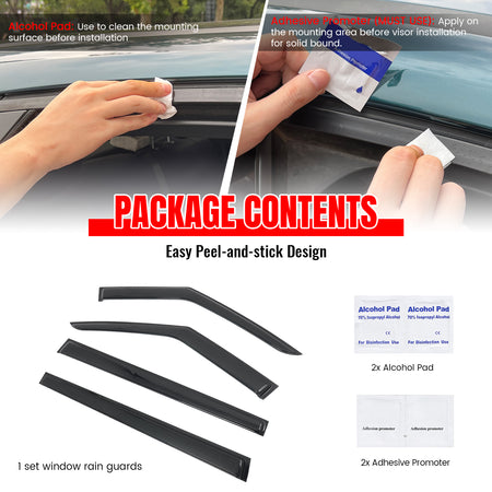Fits 24-26 Hyundai Santa Fe Window Visors Vent Rain Sun Guard Deflectors Tape-On
