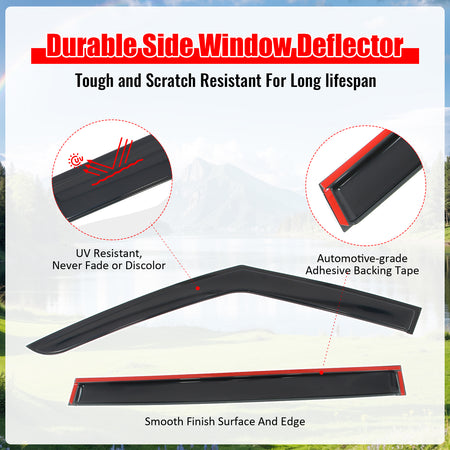 Fits 24-26 Kia EV9 Window Visors Vent Rain Wind Sun Guards Deflectors Tape-On