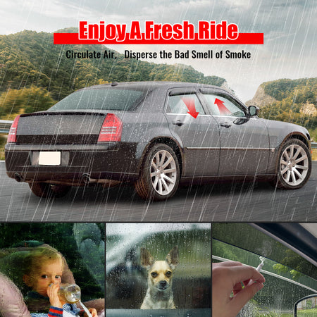 Fits 24-26 Kia EV9 Window Visors Vent Rain Wind Sun Guards Deflectors Tape-On