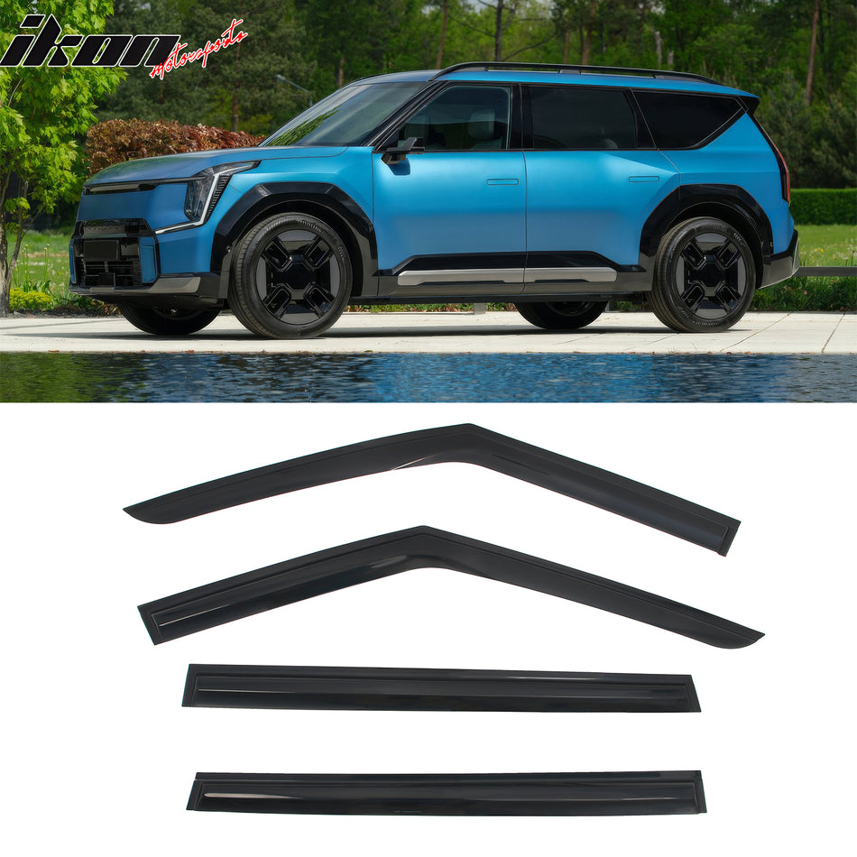 2024-2026 Kia EV9 Smoke Acrylic Mugen Style Window Visors Shade 4PCS