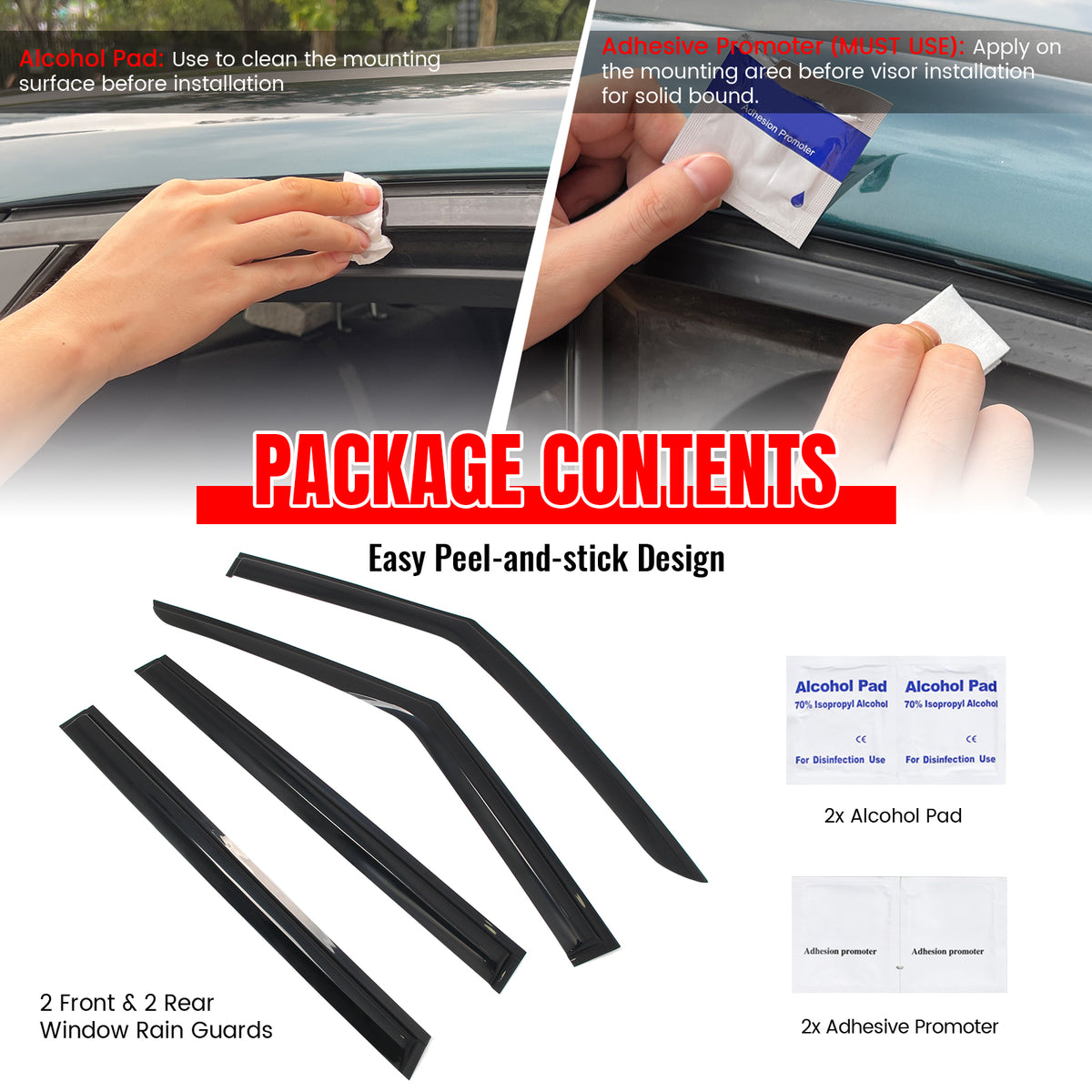 Fits 24-26 Kia EV9 Smoke Acrylic Window Visors Rain Sun Shade 4PCS - Mugen Style