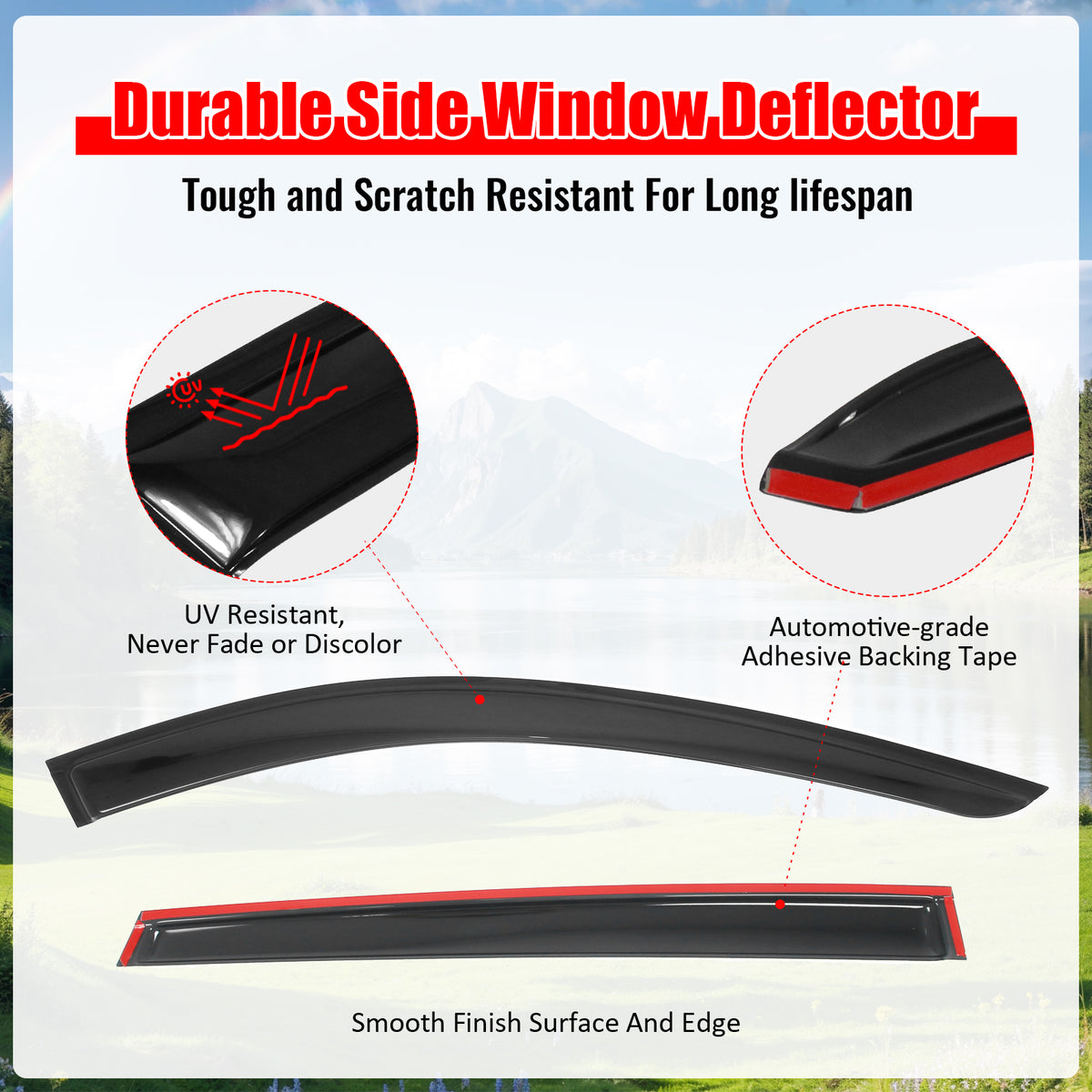 Fits 24-26 Mazda CX-70 CX-90 Window Visors Vent Rain Guards Deflector Tape-On