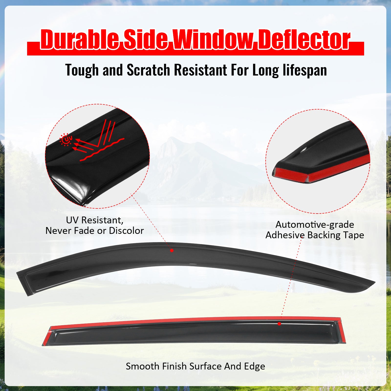 Fits 24-26 Mazda CX-70 CX-90 Window Visors Vent Rain Guards Deflector Tape-On