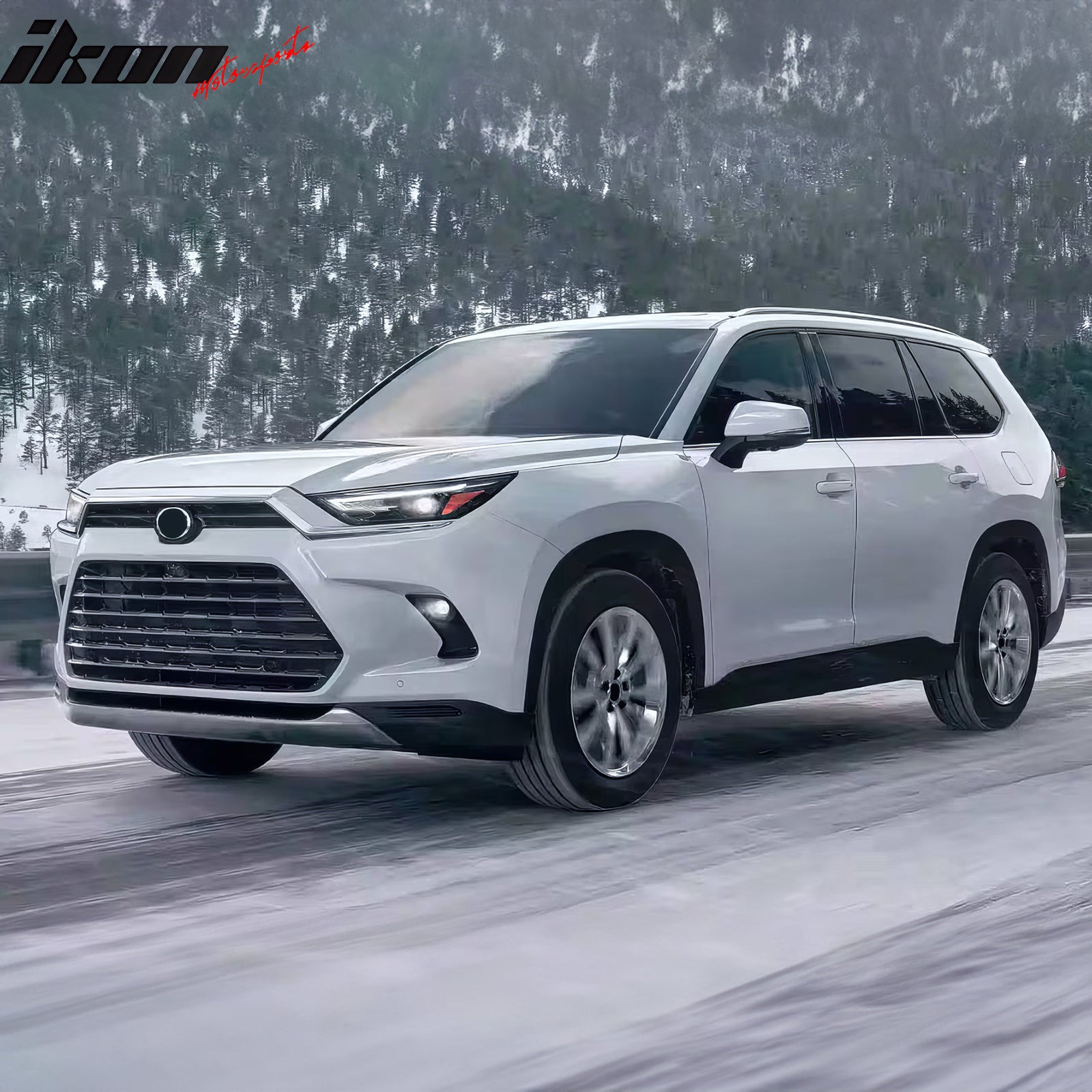 IKON MOTORSPORTS Fog Lights, Compatible with 2024-2026 Toyota Grand Highlander, LED White/Yellow Lens Black Housing Front Bumper Driving Fog Lamp Wiring Switch Kit, Pair