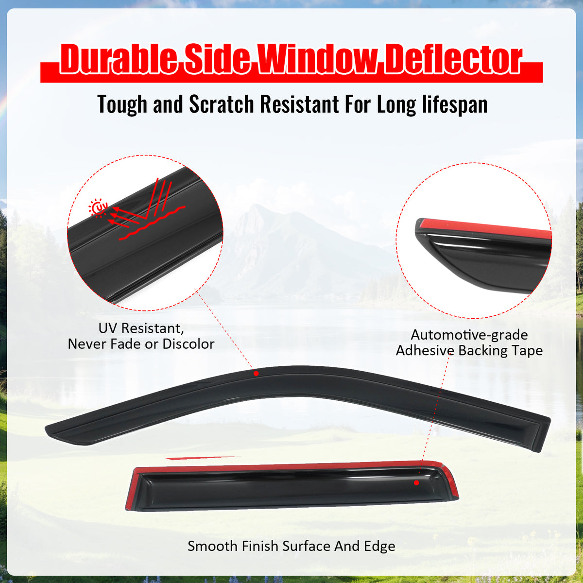 Fits 24-26 Toyota Tacoma Crew Cab Window Visors Smoke Acrylic Deflectors 4PC Set
