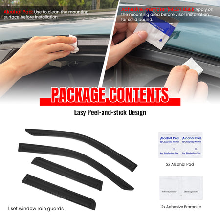 Fits 24-26 Toyota Tacoma Crew Cab Window Visors Smoke Acrylic Deflectors 4PC Set