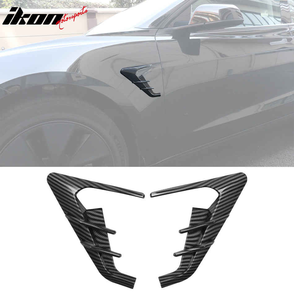 2024 Tesla Model 3 25 2025 Y Carbon Fiber Print Camera Flank Cover Trim