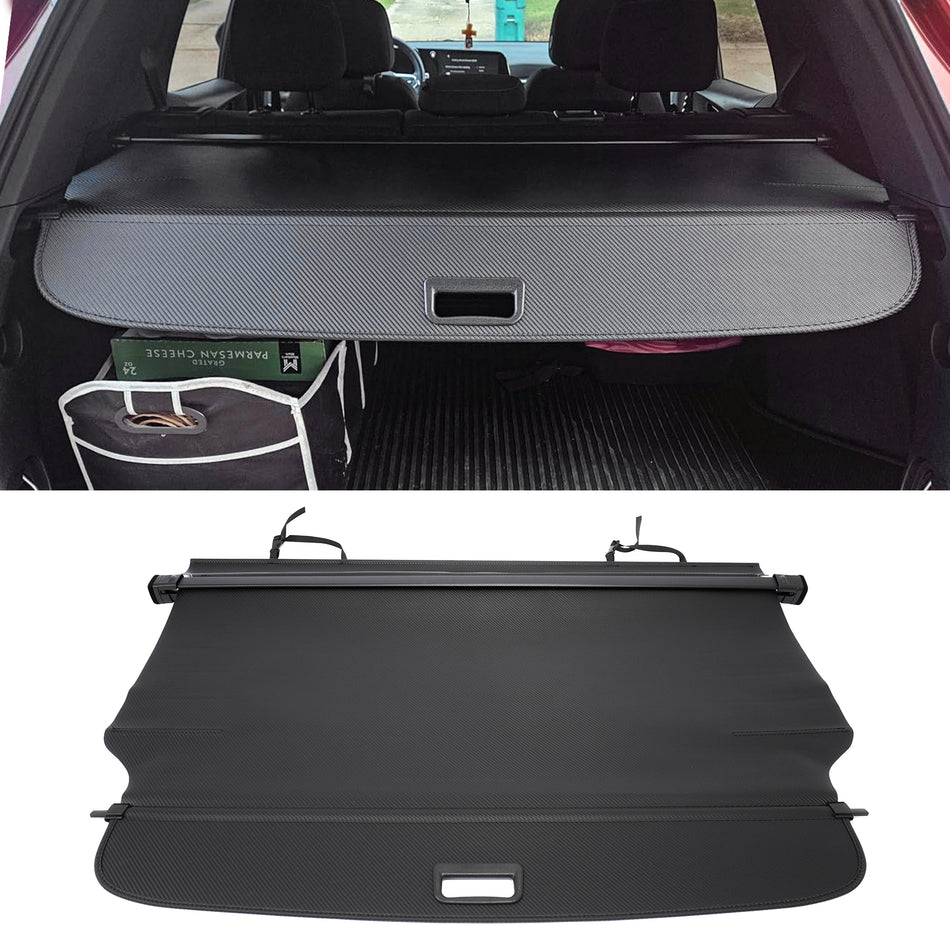IKON MOTORSPORTS, Rear Retractable Cargo Cover, Compatible with 2025-2026 Chevrolet Equinox & GMC Terrain, ABS Aluminum Vinyl Trunk Security Luggage Shield Shade, Carbon Fiber Texture