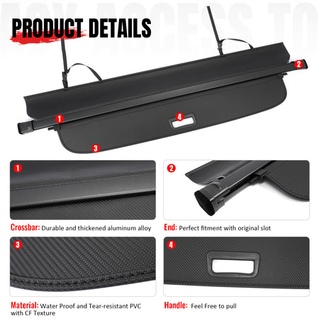 Fits 25-26 Chevrolet Equinox & GMC Terrain Rear Cargo Cover Carbon Fiber Texture
