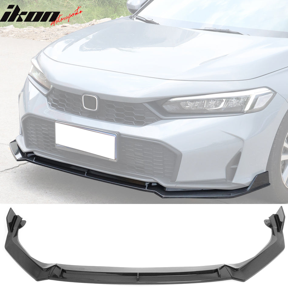 IKON MOTORSPORTS Front Bumper Lip, Compatible with 2025-2026 Honda Civic Sedan & Hatchback (Not Fit Type R), IKON V2 Style PP Air Dam Chin Spoiler Protector Splitter 3PCS
