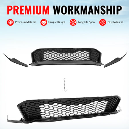 Fits 25-26 Honda Civic Type R Style Front Bumper Lower Grille ABS Gloss Black