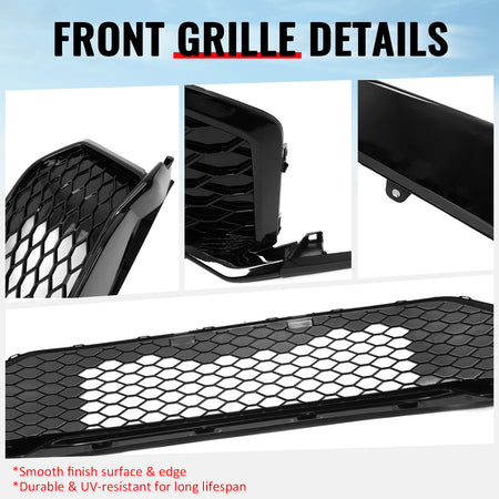 Fits 25-26 Honda Civic Type R Style Front Bumper Lower Grille ABS Gloss Black