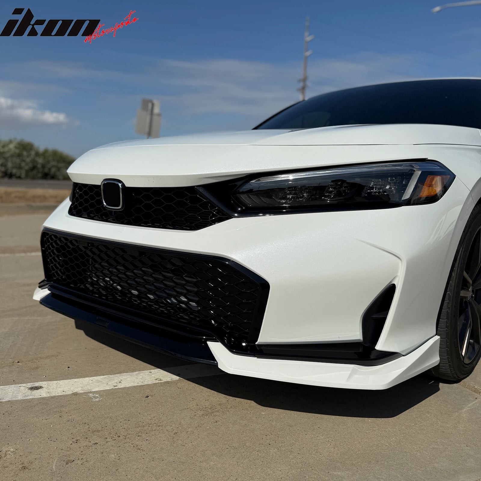 Fits 25-26 Honda Civic Type R Style Front Bumper Upper Lower Grilles Gloss Black