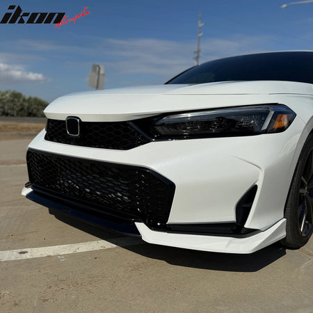 Fits 25-26 Honda Civic Type R Style Front Bumper Upper Lower Grilles Gloss Black