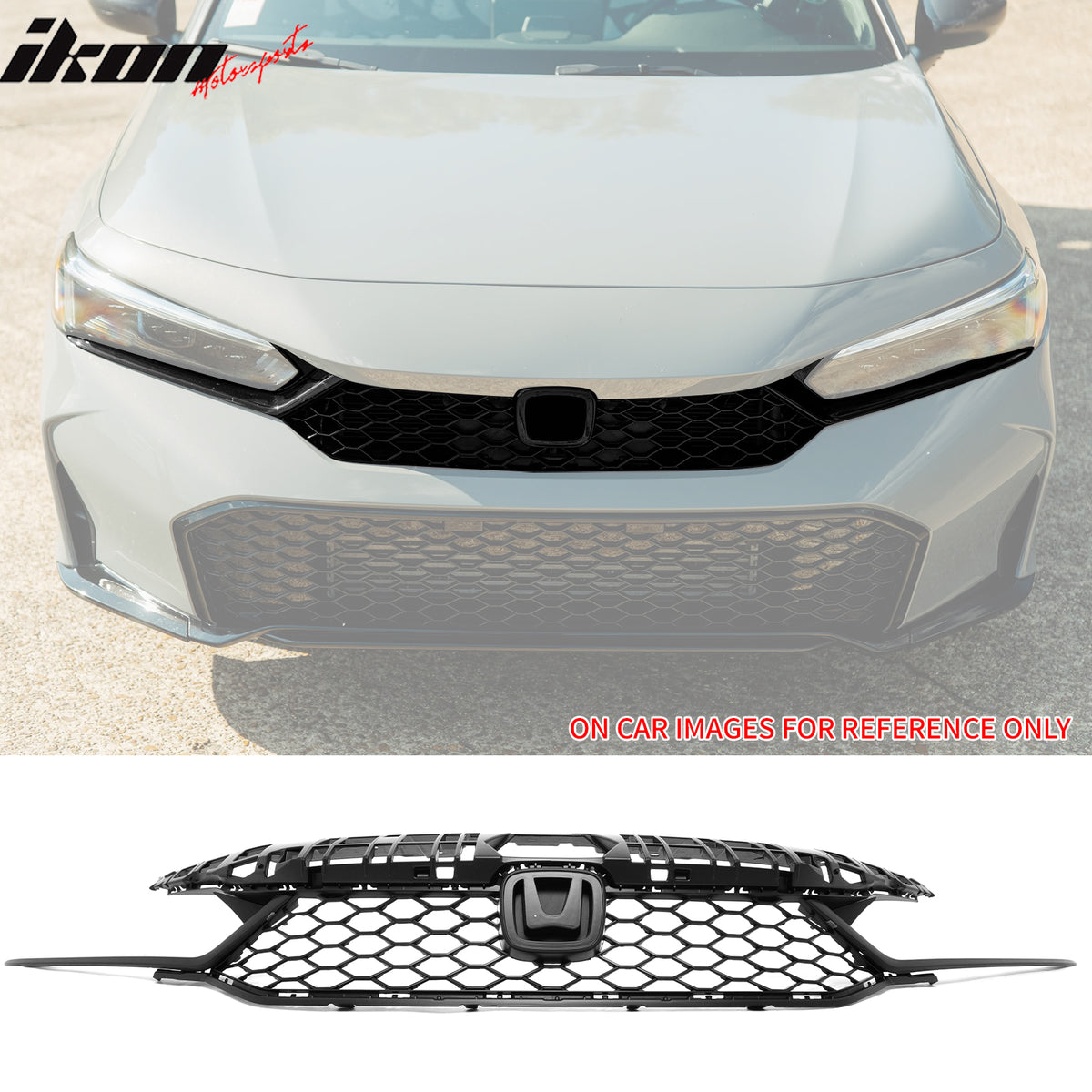 Fits 25-26 Honda Civic Type R Style Front Bumper Upper Lower Grilles Matte Black