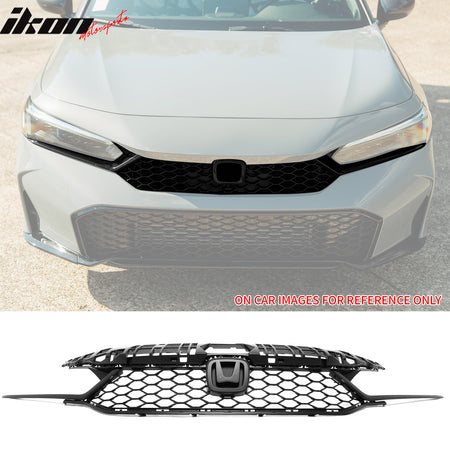 Fits 25-26 Honda Civic Type R Style Front Bumper Upper Lower Grilles Matte Black