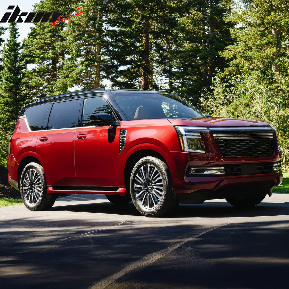 IKON MOTORSPORTS 3D TPE Floor Mats, Compatible with 2025-2026 Infiniti QX80/Nissan Armada Bench Seat, All Weather Waterproof Non-Slip Floor Liners, Front & 2nd Row Interior Accessories, Black