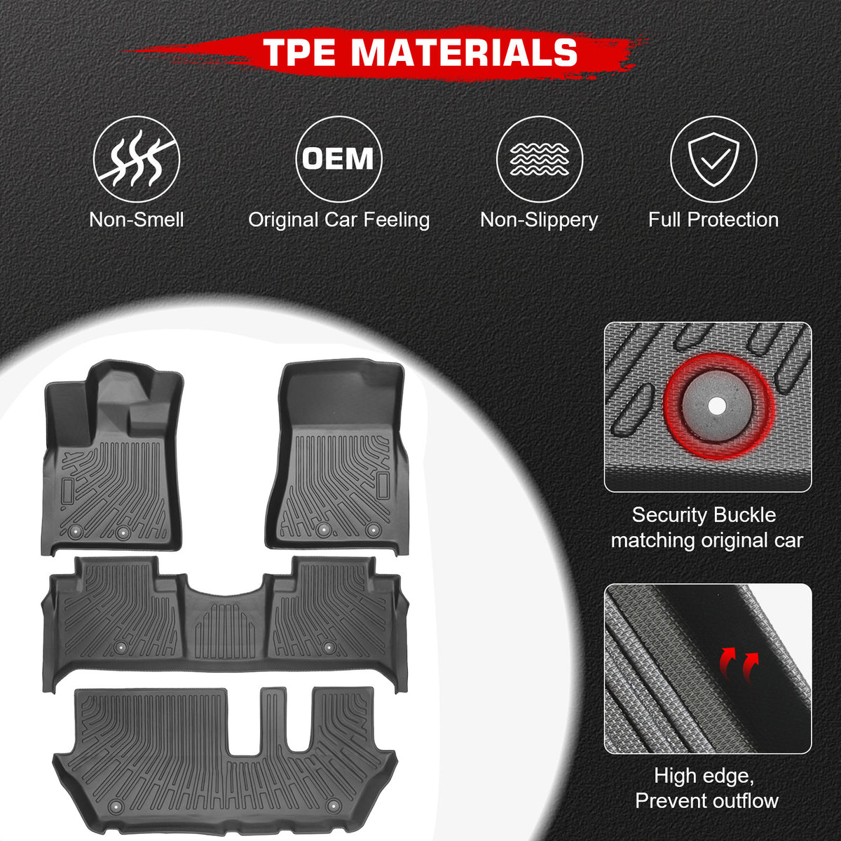 Fits 25-26 Infiniti QX80/Nissan Armada Bench Seat Floor Mats TPE 3D Carpet Liner