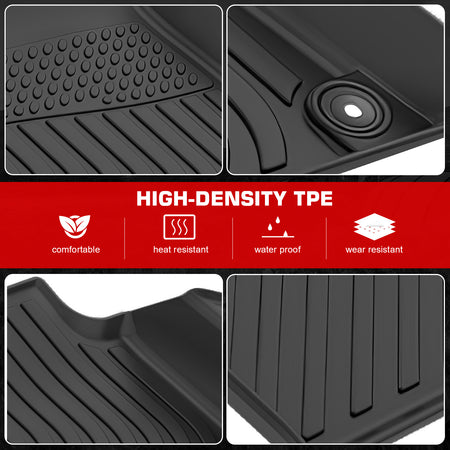 IKON MOTORSPORTS 3D TPE Floor Mats, Compatible with 2025-2026 Kia K4, All Weather Waterproof Non-Slip Floor Liners, Front & 2nd Row Full Set Interior Accessories, Black