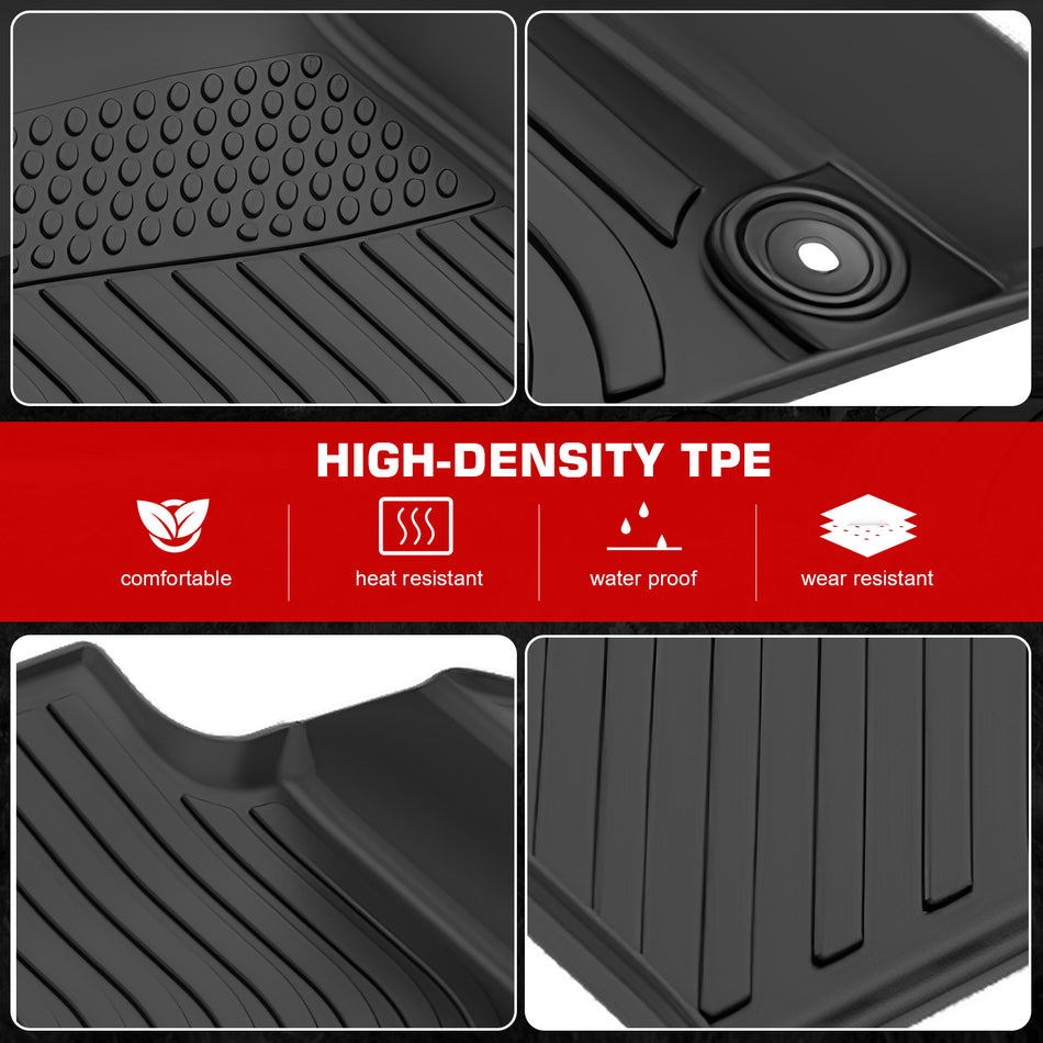 IKON MOTORSPORTS 3D TPE Floor Mats, Compatible with 2025-2026 Kia K4, All Weather Waterproof Non-Slip Floor Liners, Front & 2nd Row Full Set Interior Accessories, Black