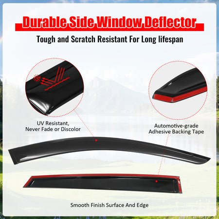 Fits 25-26 Kia K4 Window Visors Vent Rain Wind Sun Guards Deflectors Tape-On