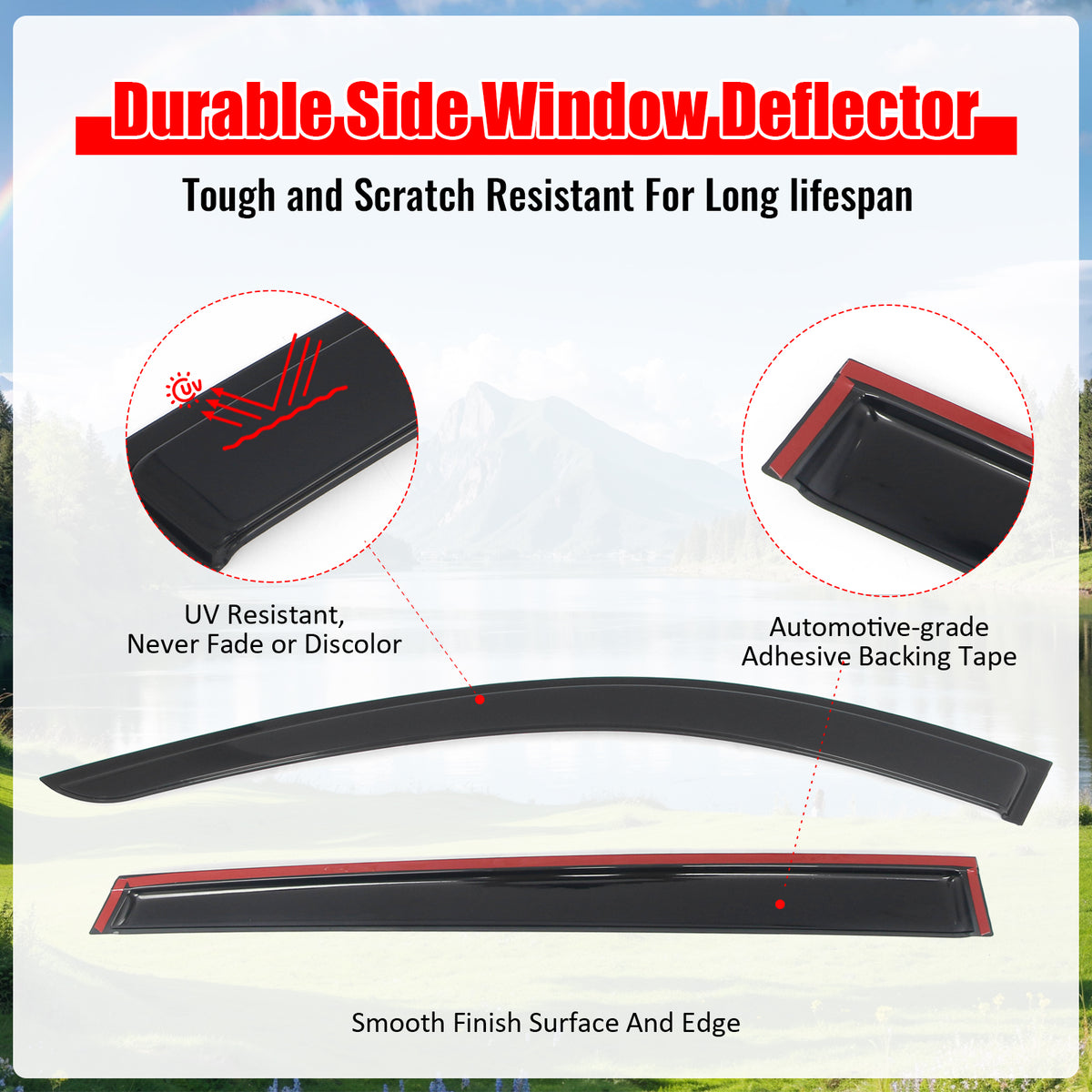 Fits 25-26 Mazda CX-70 & 24-26 CX-90 Tape-on Window Visors Vent Rain Deflectors