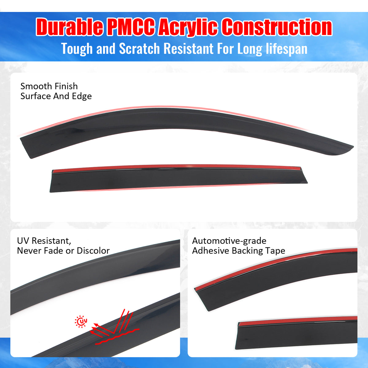 Fits 25-26 Mazda CX-70 & 24-26 CX-90 Low Profile Style Tape-on Window Visors